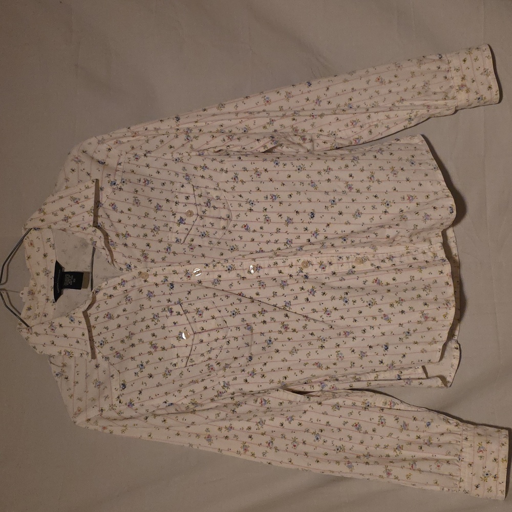 Moda International Floral Blouse with Blue and Green Accents